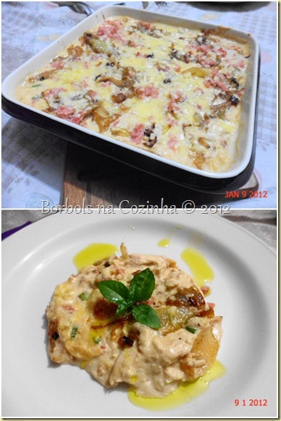 Frango com Creme de Cebola Gratinado Frango com Creme de Cebola Gratinado