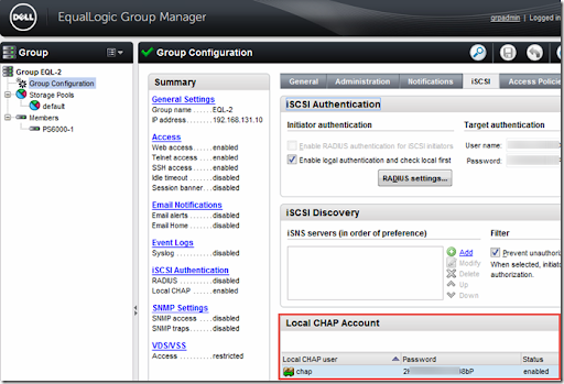 dell equallogic group manager ad server settings