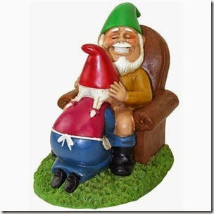 happy couple lawn gnomes