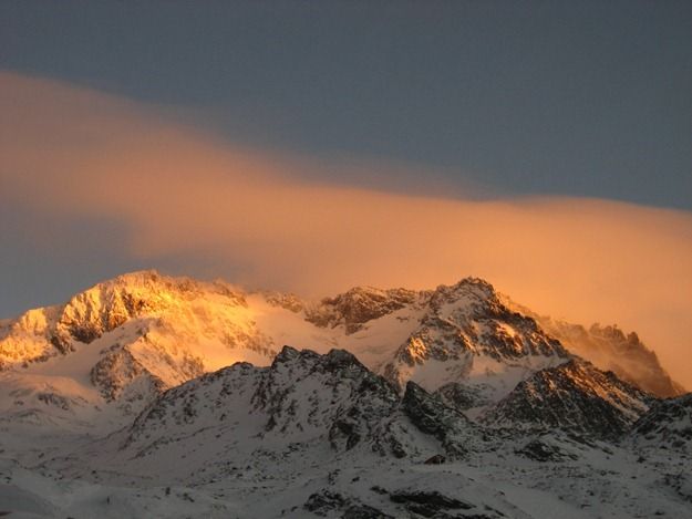 Val Thorens mountain at sunset Val Thorens mountain at sunset