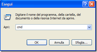 prompt dei comandi Windows - Esegui