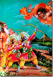 Rama and Lakshmana defending against Tataka