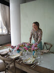 Here's Melissa on set. She ended up in the shot. Was the floral top planned? Yes, we were getting into the spirit. The skirt though? I whipped that up minutes before (using pins, I'm no seamstress).