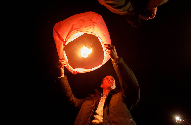 Robbie Parker with lantern