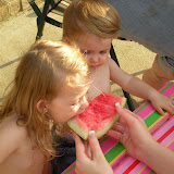 Brooklyn finishing up the watermelon.
