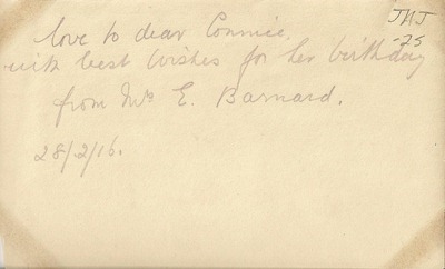 Postcard 1928 Mrs E Barnard DL Antiques back Postcard 1928 Mrs E Barnard DL Antiques back