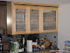 Beveled etched glass with zinc came.