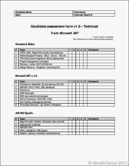 interview assessment form template