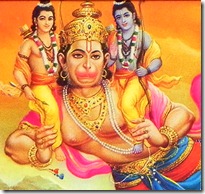 Hanuman carrying Rama and Lakshmana