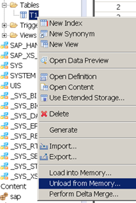 HANA Unload Table from memory HANA Unload Table from memory