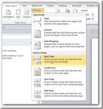 word - section on new page word - section on new page