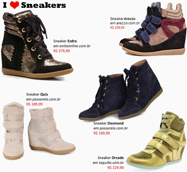 A moda do tênis Sneaker com salto embutido: Onde comprar. sneakers modelos femininos onde comprar