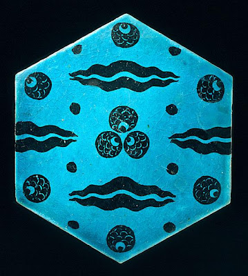 Tile | Origin: Syria | Period: about 1600 | Collection: The Madina Collection of Islamic Art, gift of Camilla Chandler Frost (M.2002.1.8) | Type: Ceramic; Architectural element, Fritware, underglaze-painted, Width: 10 3/8 in. (26.4 cm)