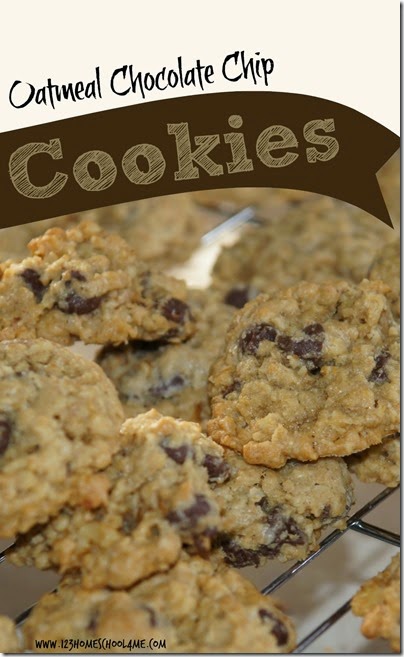 Oatmeal Chocolate Chip Cookies Recipe - this is a great, no fail recipe. Perfect to bake with the kids, snack for kids, or even to make into bars. YUMMY! Oatmeal Chocolate Chip Cookies Recipe - this is a great, no fail recipe. Perfect to bake with the kids, snack for kids, or even to make into bars. YUMMY!