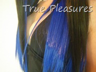 True Pleasures Wearing the Black & Electric Blue Duplicity Wig | RockStarWigs.com