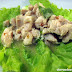 Laarb Gai (minced chicken salad with cilantro on a bed of lettuce)