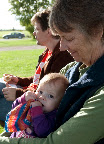 Here's Audrey in Grandma Kleiss' arms during Grantoberfest.