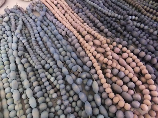 I love all of the shades of these beaded necklaces made by crafter Silke Stoddard.