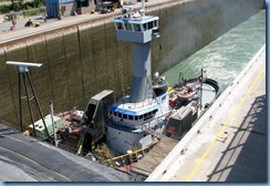 7947  St. Catharines - Welland Canals Centre at Lock 3 - Viewing Platform - WILF SEYMOUR tug and her barge ALOUETTE SPIRIT downbound