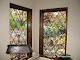 Leaded diamond windows.