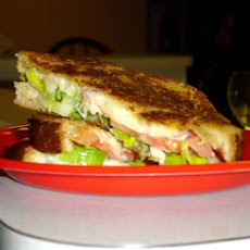Cheddar, Baby Leek and Tomato Sandwich