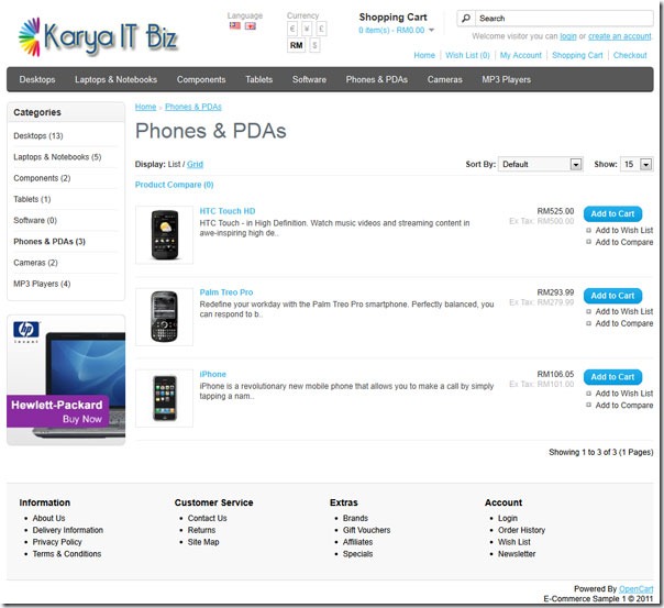 Senarai produk mengikut kategori