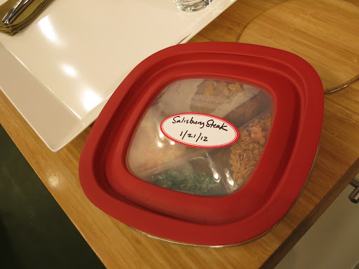 The prepped (and labeled) dinner