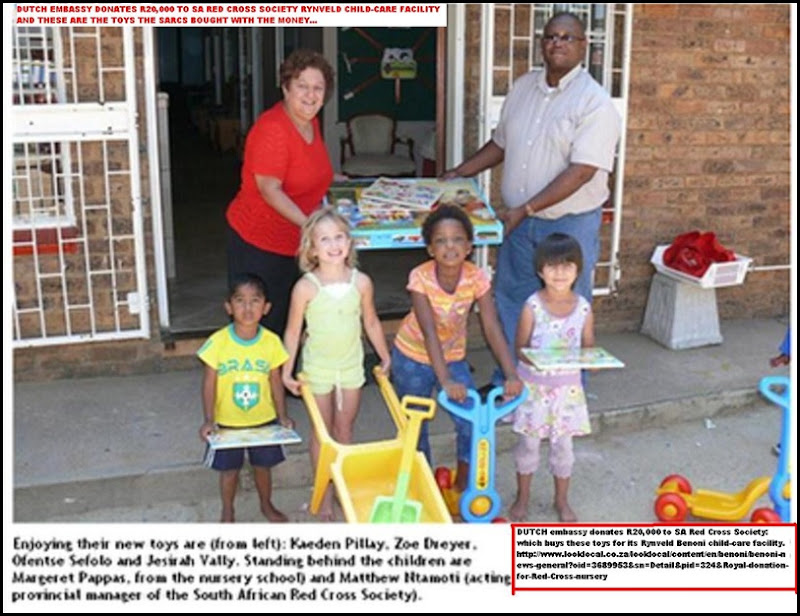 Dutch embassy R20D donation to SARCS Rynfield Benoni nursery buys few plastic toys