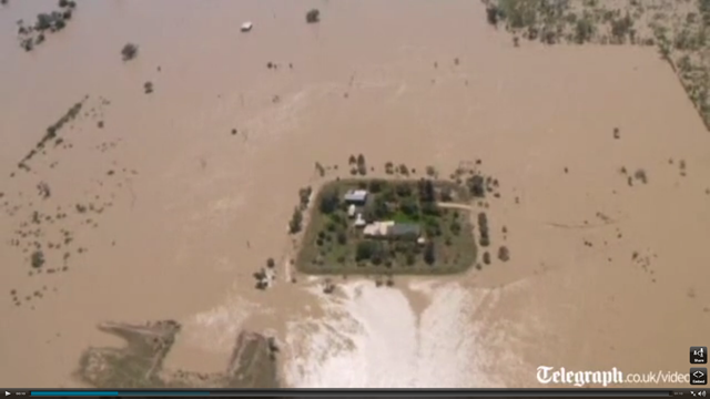 Aerial view of flooding in New South Wales, Australia, 27 November 2011. Telegraph
