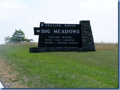 1138 Virginia - Shenandoah National Park - Skyline Drive - Big Meadows sign 1138 Virginia - Shenandoah National Park - Skyline Drive - Big Meadows sign