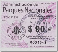 Bilhete de entrada no Parque Nacional Bilhete de entrada no Parque Nacional
