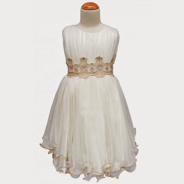 Princess Aura Dress in Ivory with Gold Crowns