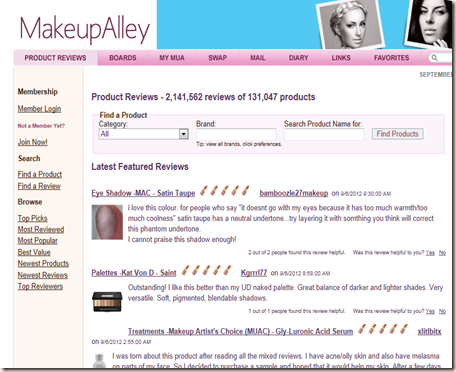 MakeupAlley Sites teis