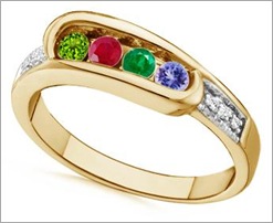 Diamond Accent Ring With Peridot, Ruby, Emerald, Tanzanite in 14k Yellow Gold