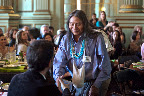 Honored speaker Roberto 'Berito' Cobaria greets a guest.
Photo by Eric Slomanson/slomophotos.com - Copyright 2010.