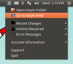 Insync su Ubuntu - collegamento nel pannello