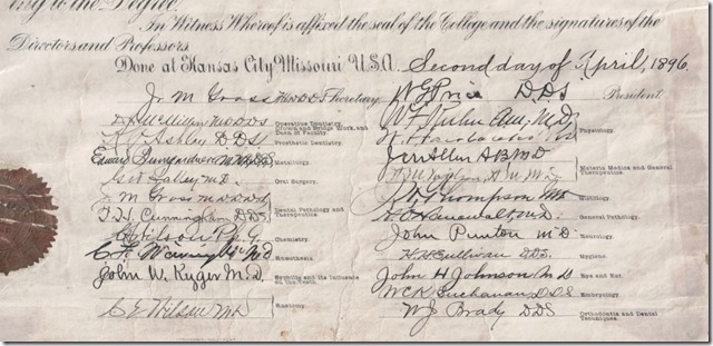 Frederick E. Webster Dental Doctoral Diploma 1896 Cropped Witness Signatures Cropped Frederick E. Webster Dental Doctoral Diploma 1896 Cropped Witness Signatures Cropped