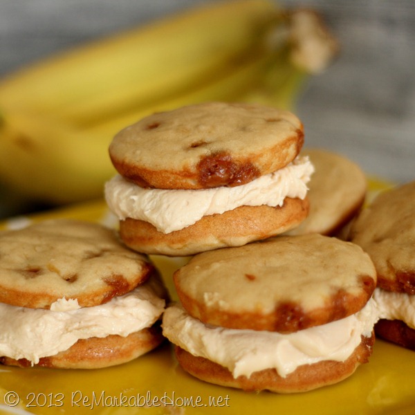 Cookie of the Week @ ReMarkableHome.net: Bananas Foster Whoopie Pies with Rich Caramel Filling