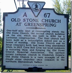 Old Stone Church At Greenspring, Marker No. A-67