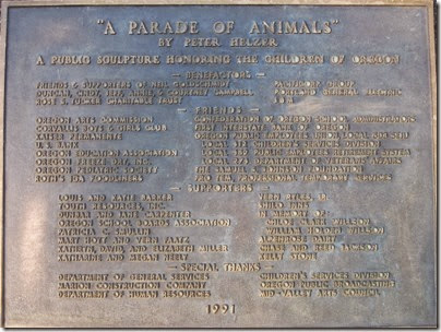 IMG_3372 A Parade Of Animals Plaque at Willson Park in Salem, Oregon on September 4, 2006