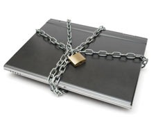 Laptop chained Belarus internet censorship