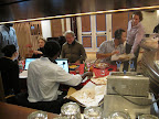 Marcus and his guests talk about food, music and restaurants during a break.
