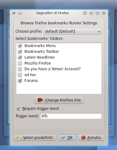 Browse Firefox Bookmarks - preferenze