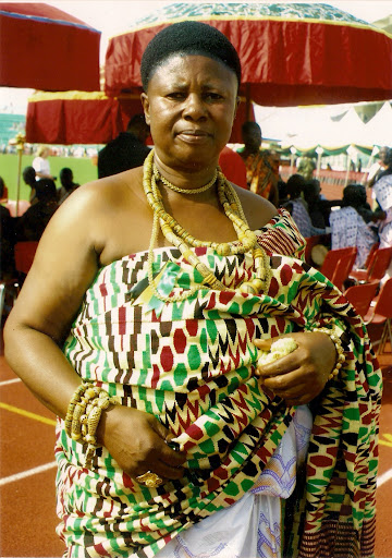 Queen mother in her regal Kente cloths, ashanti women in Ghana