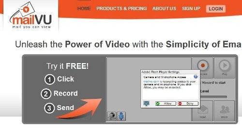 Video mail using mailVU.com