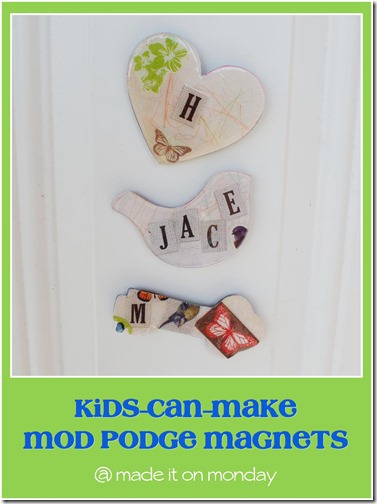 Kids can make Mod Podge magnets