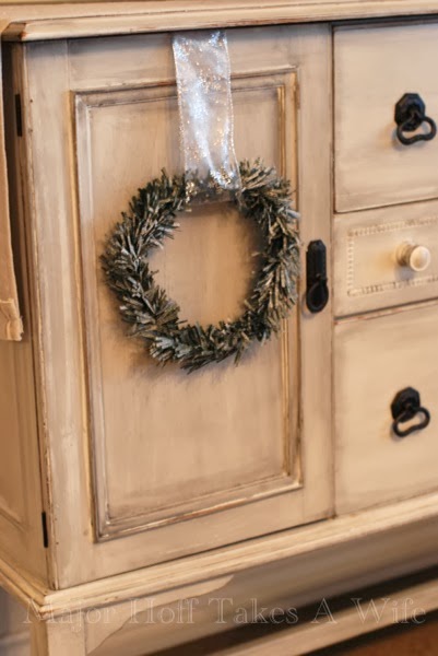 Dollar Tree Wreath Flocked on Buffet.jpg Dollar Tree Wreath Flocked on Buffet