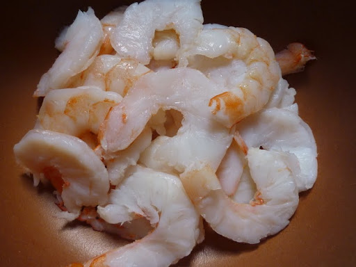 Shrimp have been halved lengthwise which makes them easier to eat!
