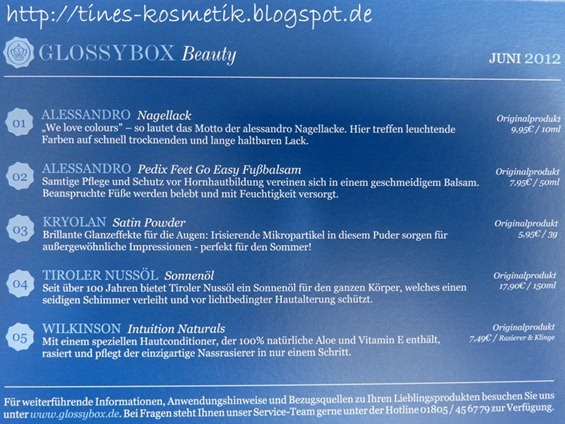 Glossybox Juni 2012c