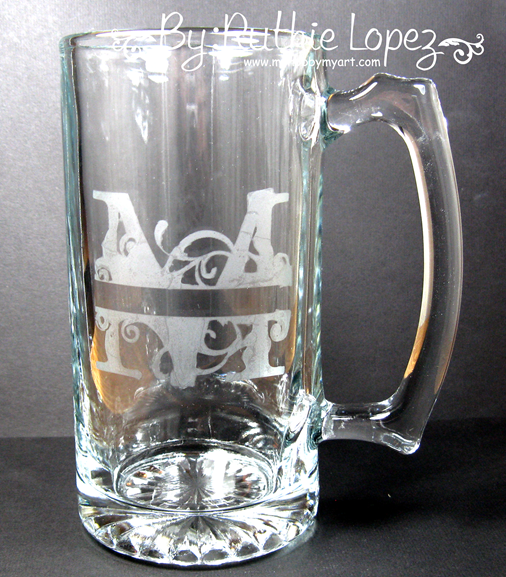 M Monogram - SnapDragon Snippets - Etching Glass - Ruthie Lopez - My Hobby My Art